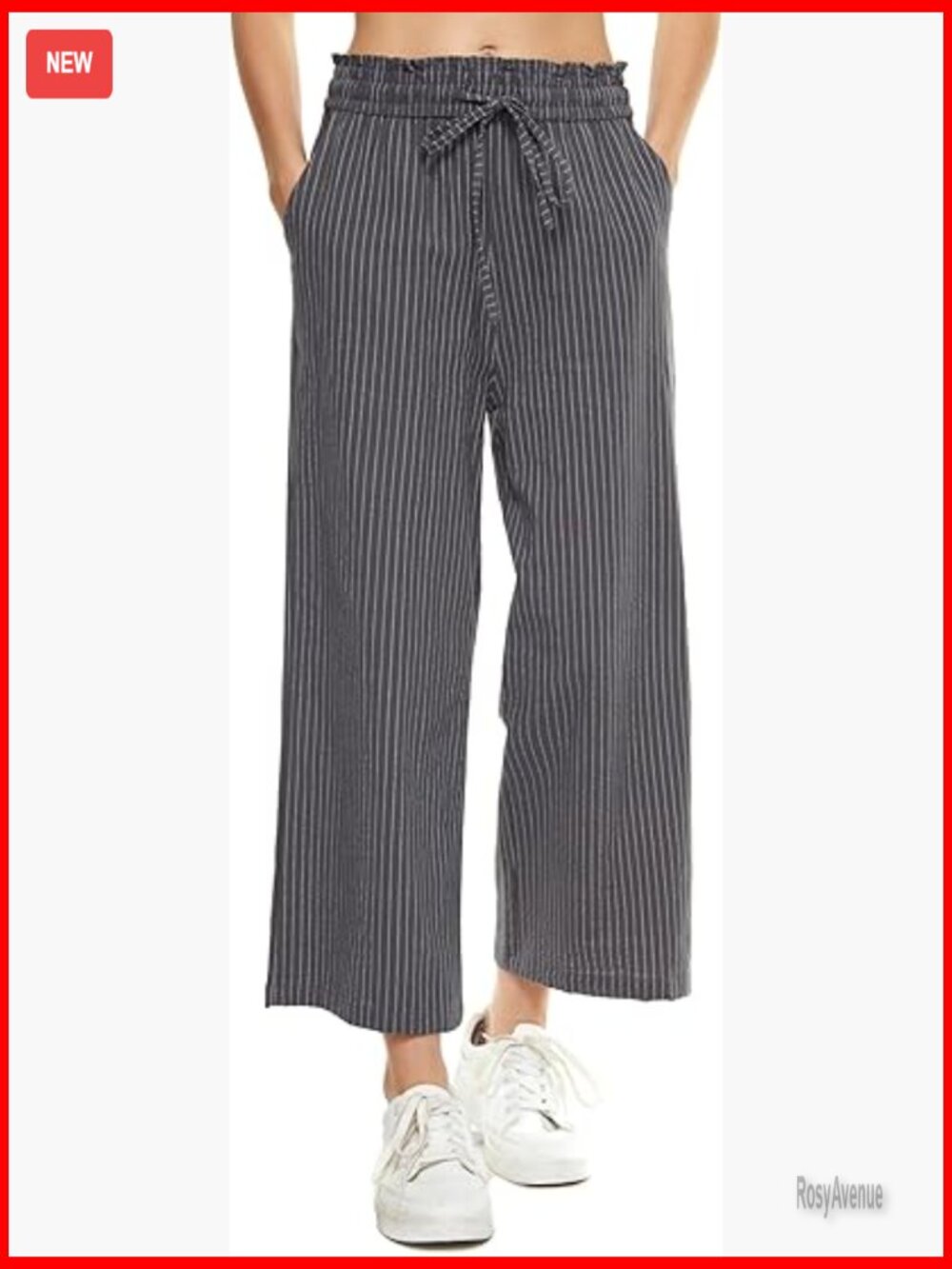 High Waisted Wide Leg Linen Capri Pants with Pockets